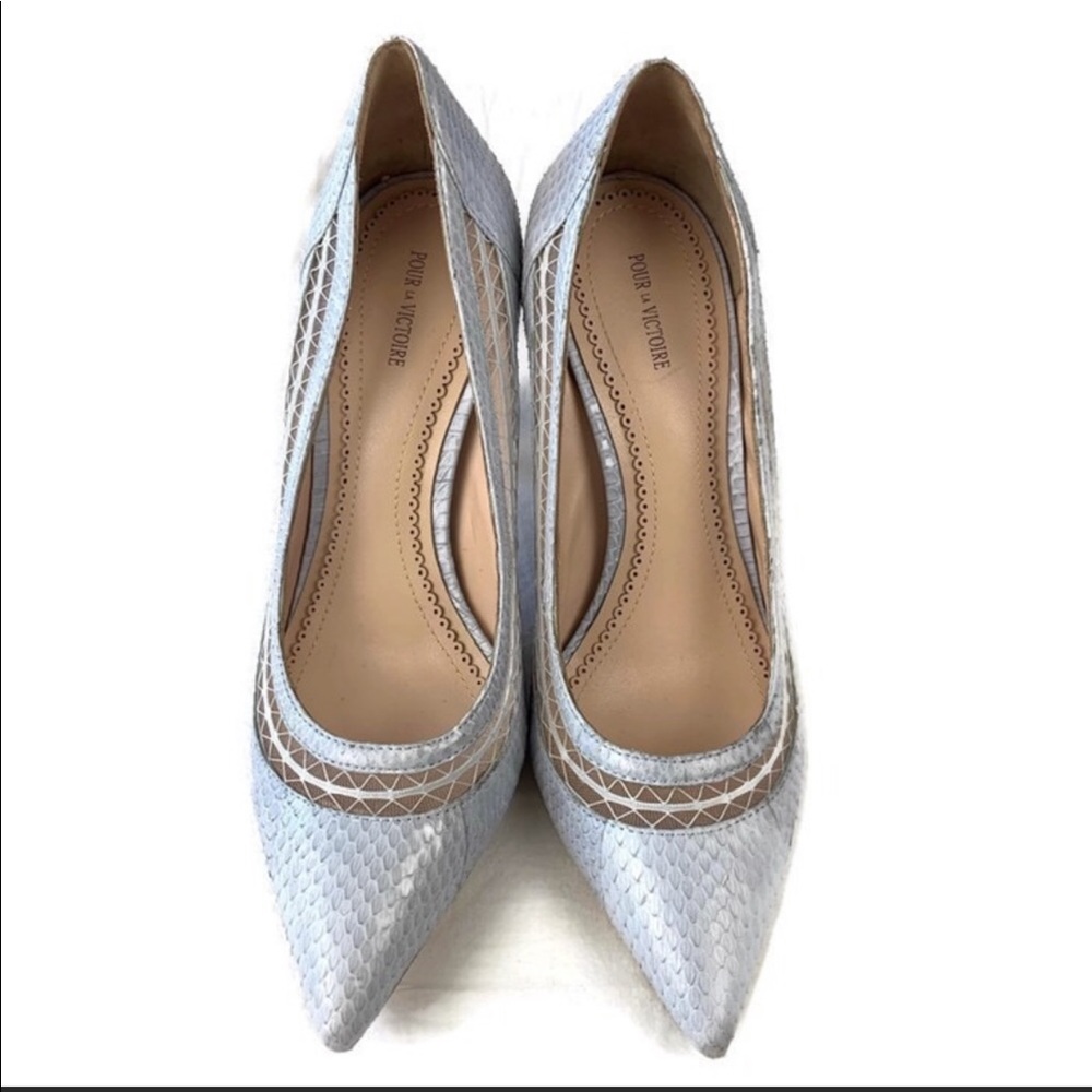 Baby blue snakeskin Pour la Victorie heels